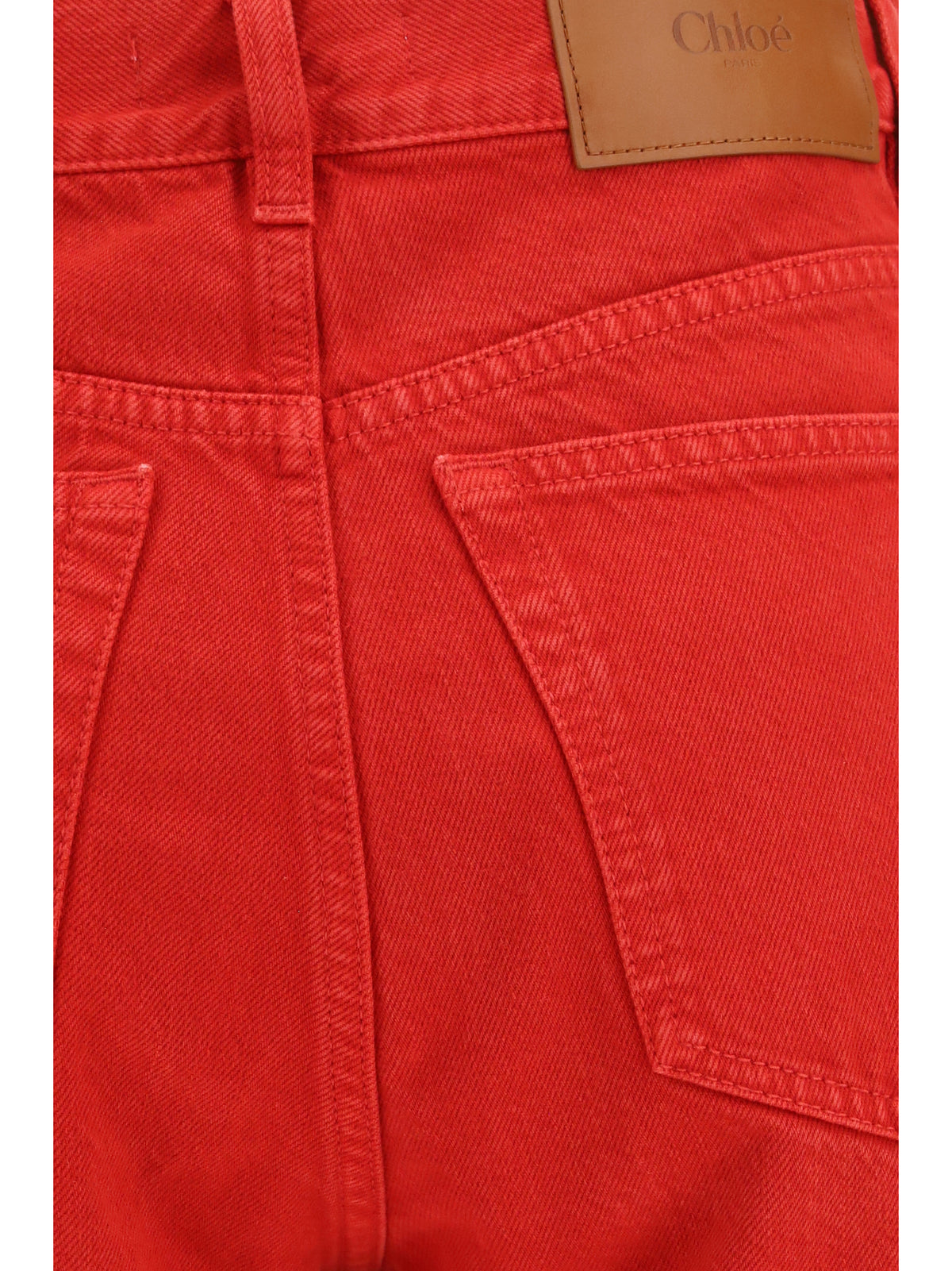 Chloé Cotton denim Pants - Berry Red