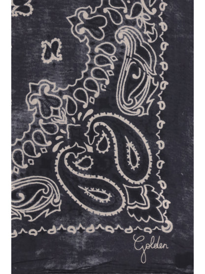 Golden Goose Golden paisley printed silk Scarf - Anthracite