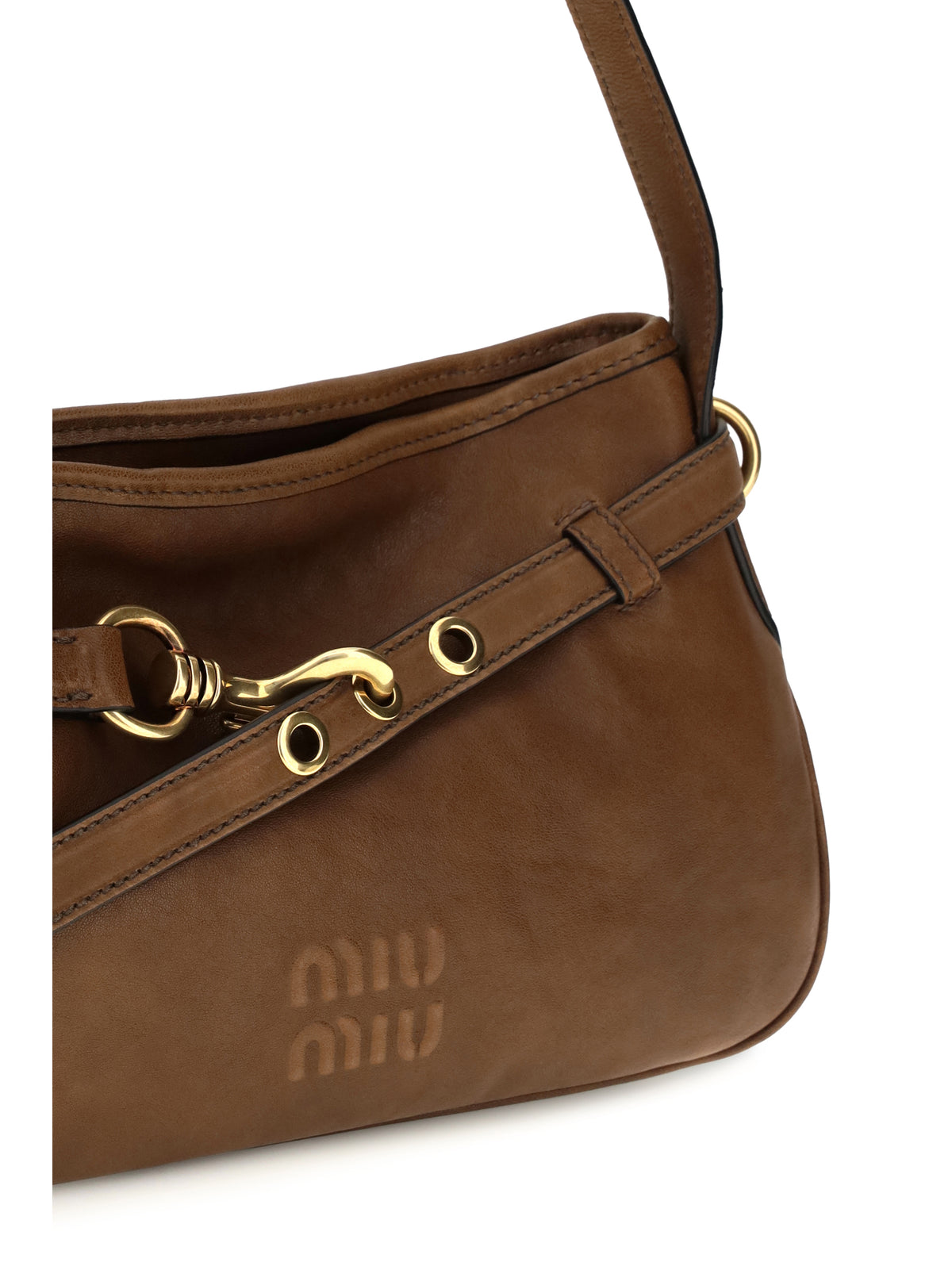 Miu Miu Leather Shoulder Bag with buckle detail - Rovere