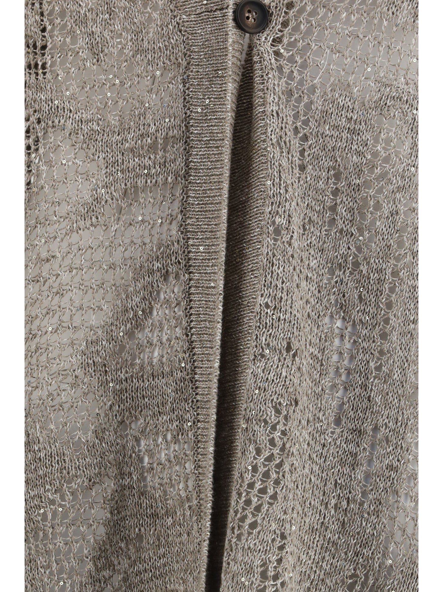 BRUNELLO CUCINELLI Long Cardigan in a linen and cotton blend