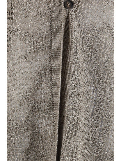 BRUNELLO CUCINELLI Long Cardigan in a linen and cotton blend