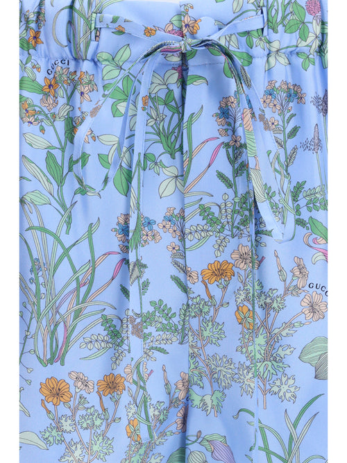 Gucci Printed silk twill Shorts - Azure/Ivory/Mc