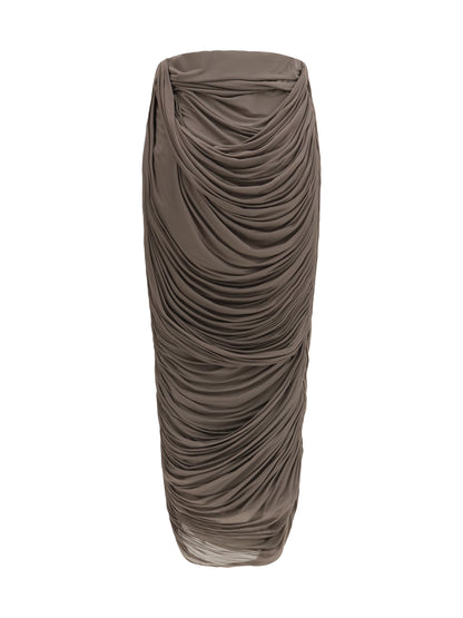 Magda Butrym Draped silk midi Skirt - Brown