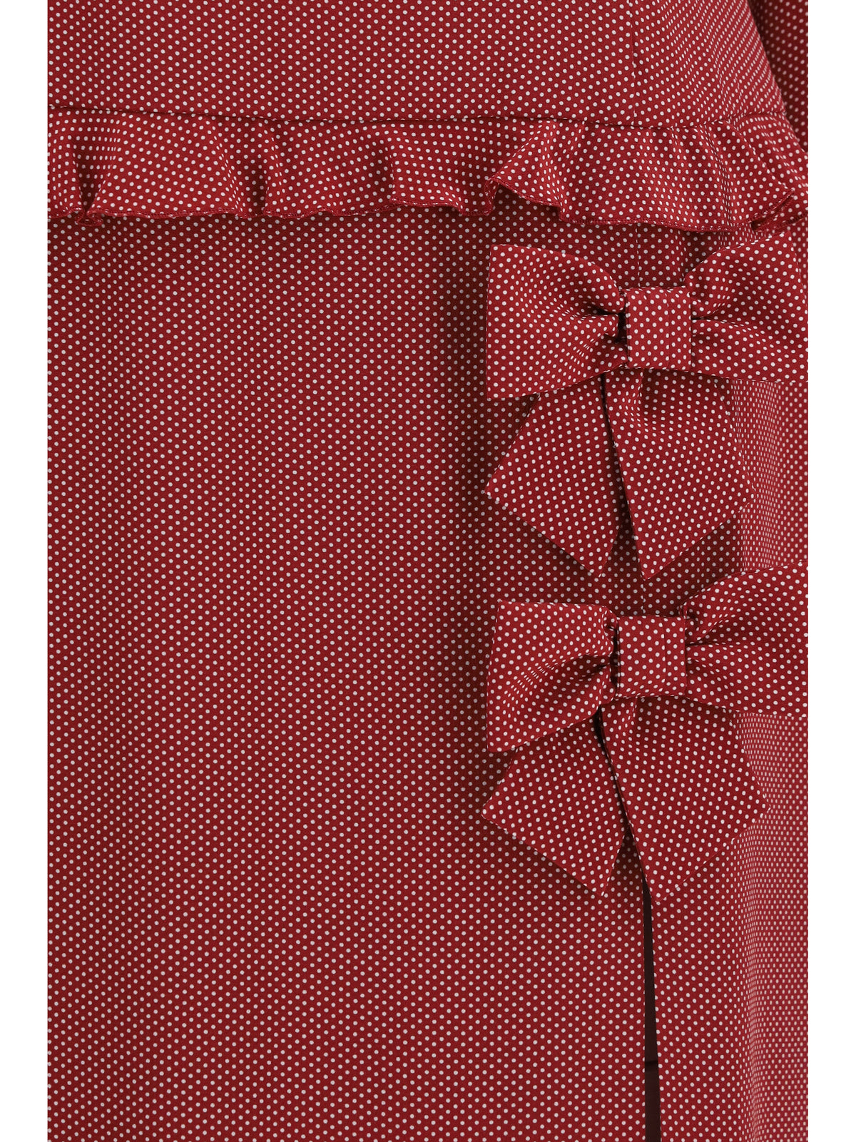 Alessandra Rich Silk polka-dot midi Dress with appliqué bows - Burgundy-White