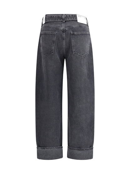 Agolde Cuffed Taper wide Jeans - Arcane (Dk Worn Blk Denim)