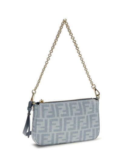 FENDI Denim Baguette Clutch