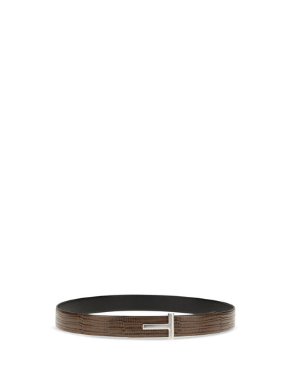 Tom Ford Reversible T Icon Belt - Caramel