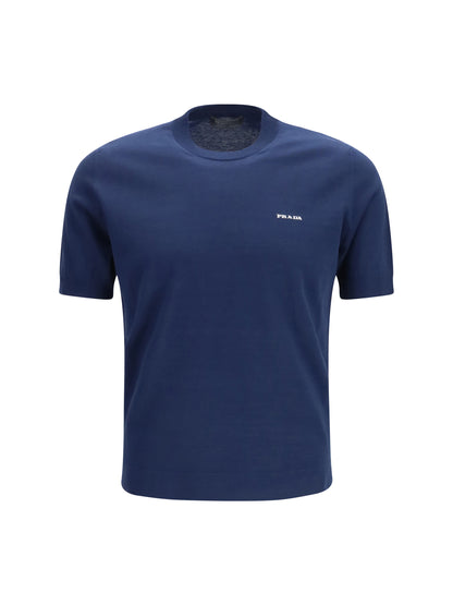Prada C-Neck Knit in cotton - Bleu