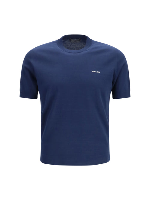 Prada C-Neck Knit in cotton - Bleu
