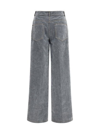 Forte_forte Wide leg Jeans in flocked denim - Grey