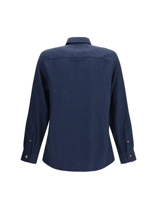 Brunello Cucinelli Wool Shirt with patch pockets - Denim