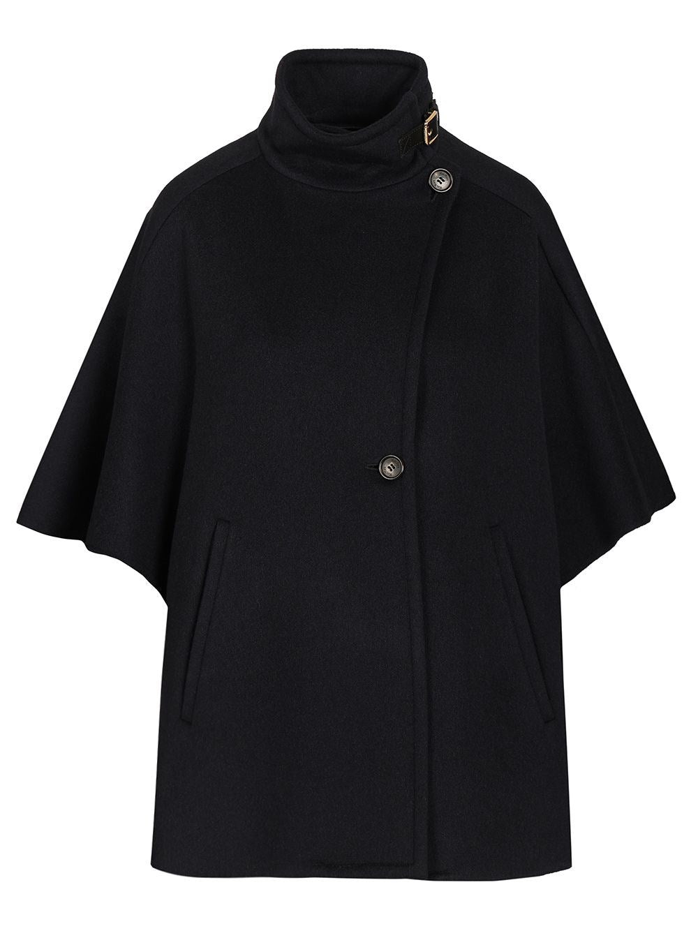 Max Mara Over Cape In Cashmere Drap - Blue