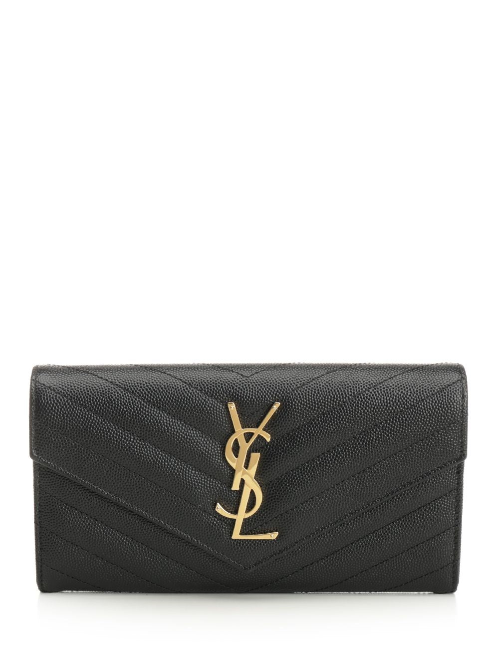 Saint Laurent "Cassandre" Matelassé Wallet - Black