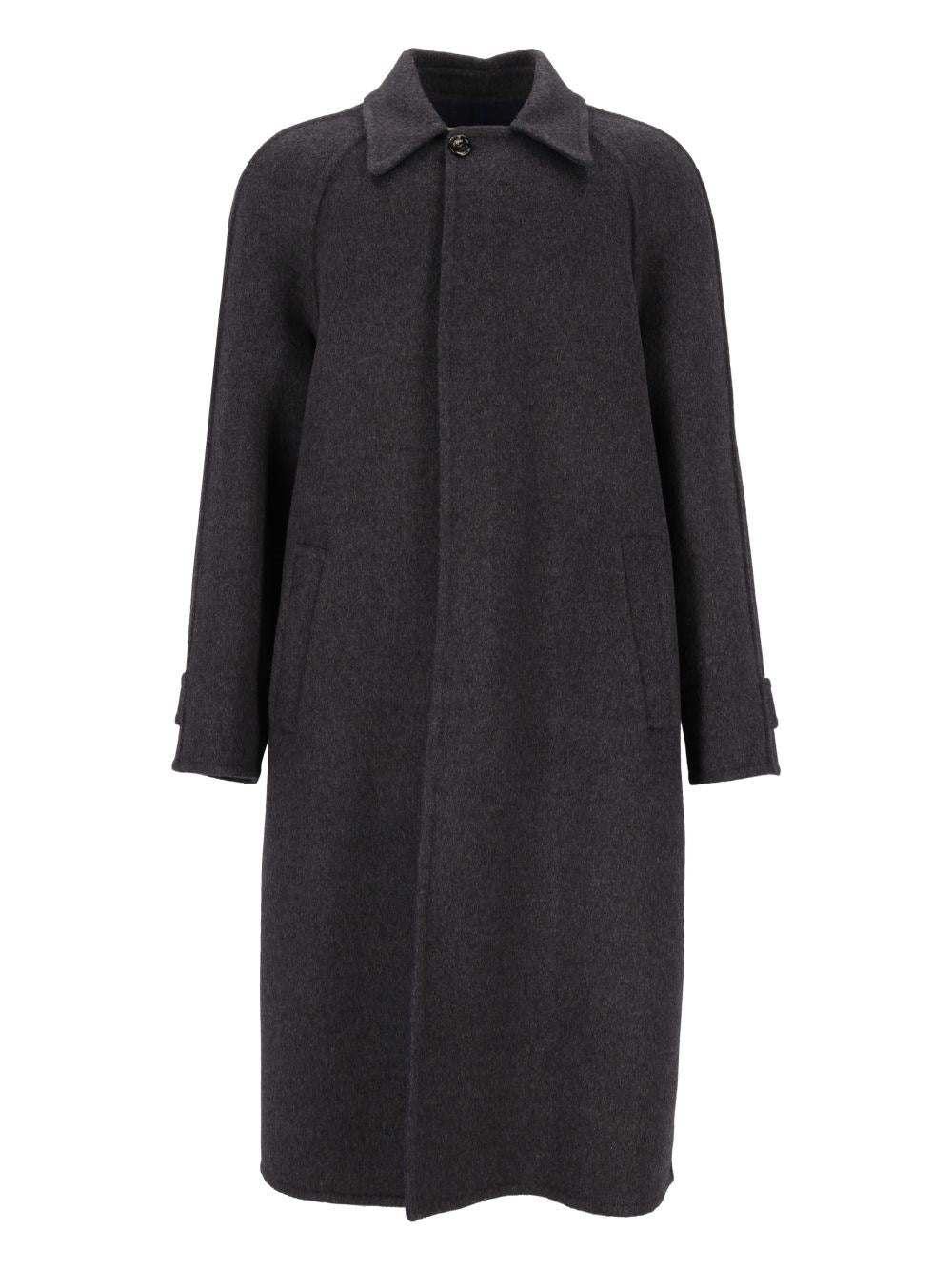 Valentino Garavani Toute La V Coat In Virgin Wool And Silk - Grey