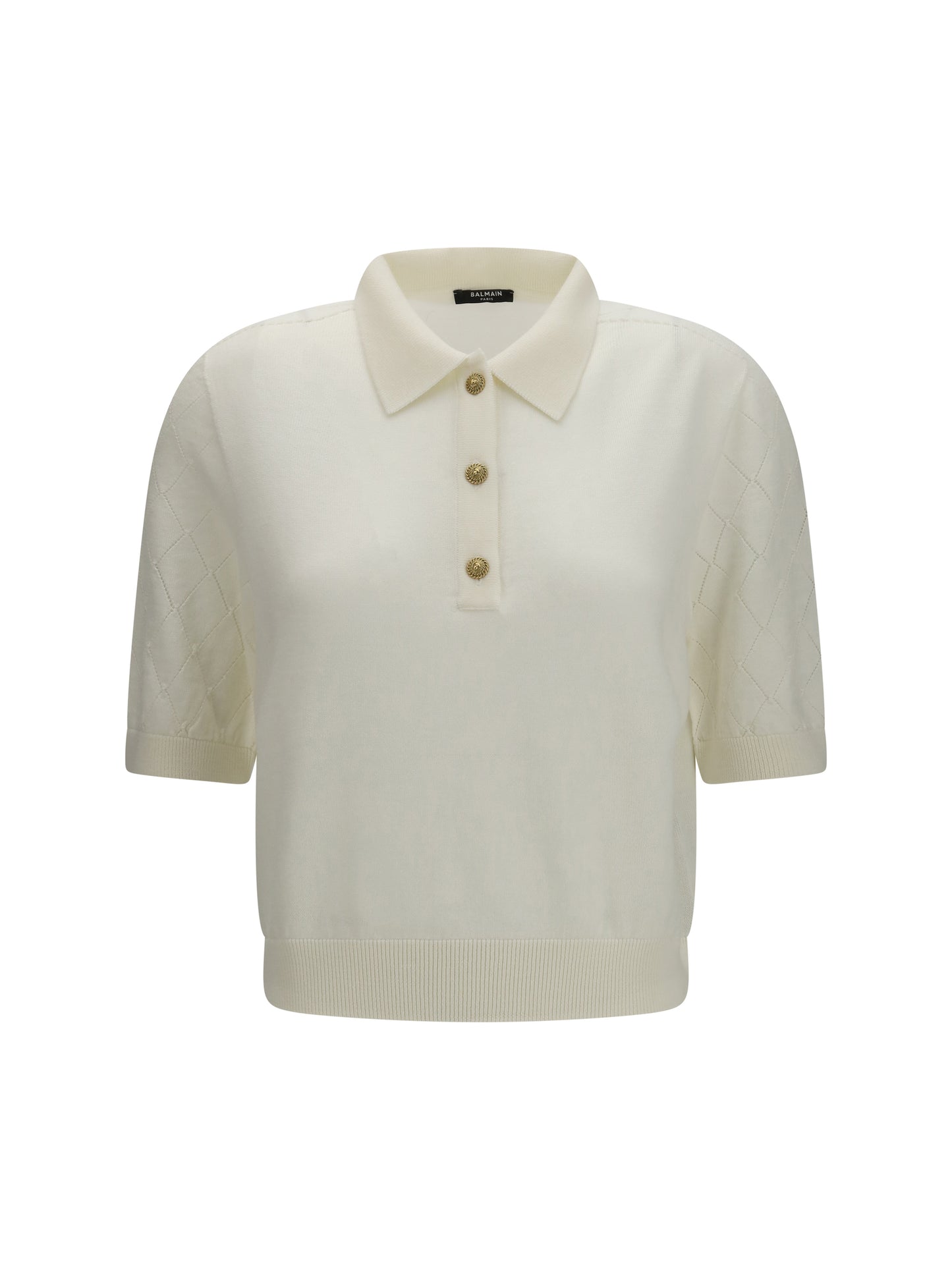 BALMAIN Wool Polo with vintage buttons