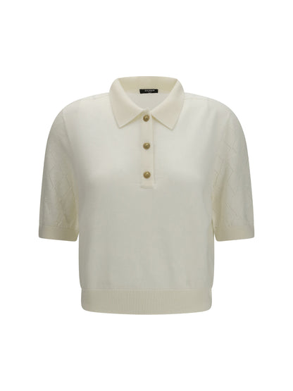 BALMAIN Wool Polo with vintage buttons