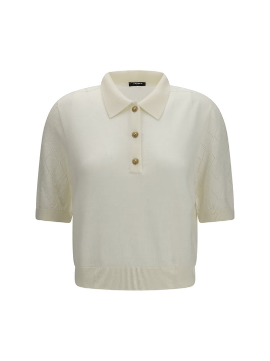 BALMAIN Wool Polo with vintage buttons