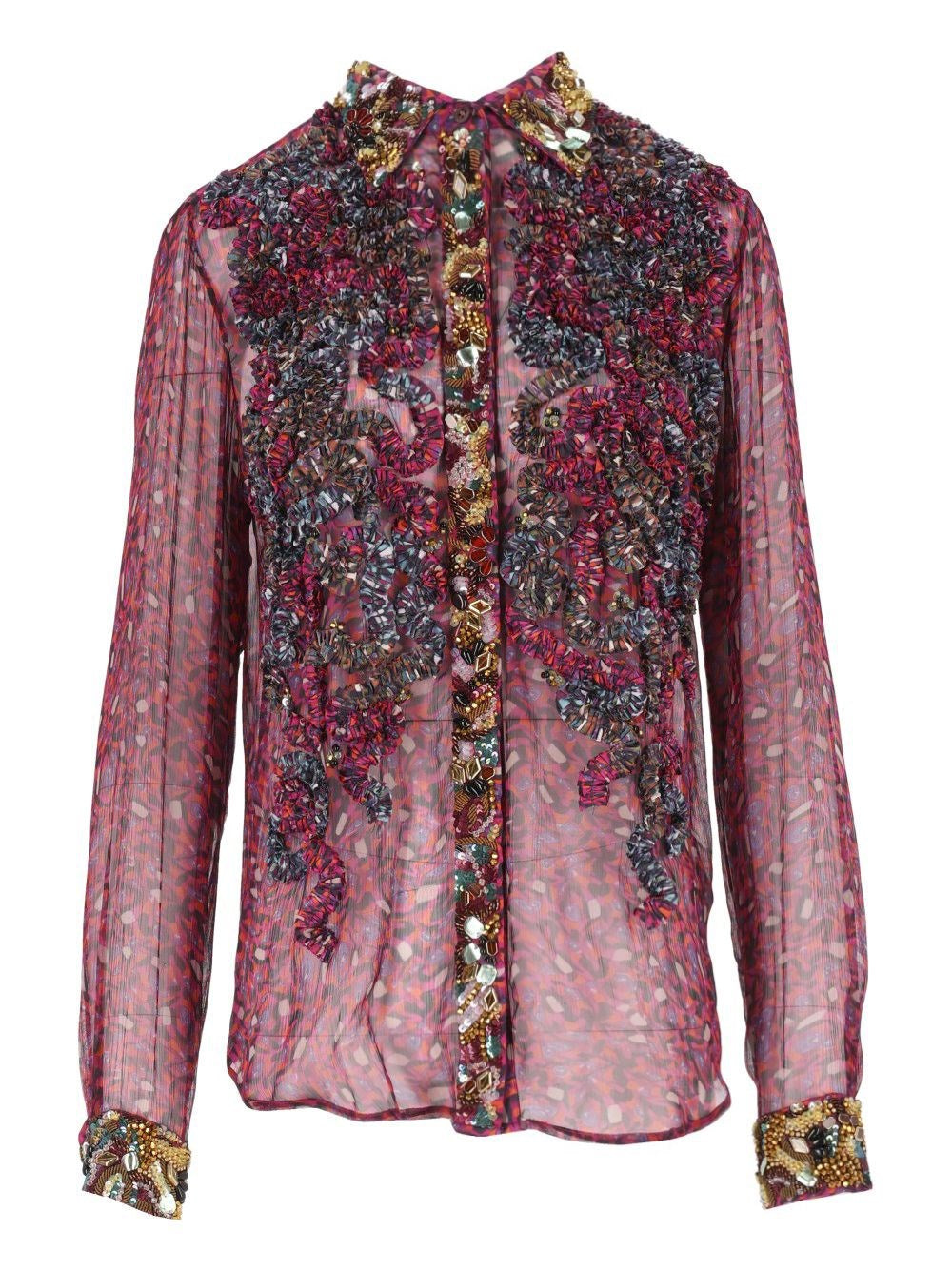 Dries Van Noten Shirt With Ruffles And Sequins - Viola