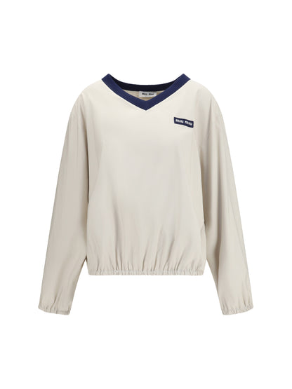 Miu Miu Pongé tec Sweatshirt - Opale