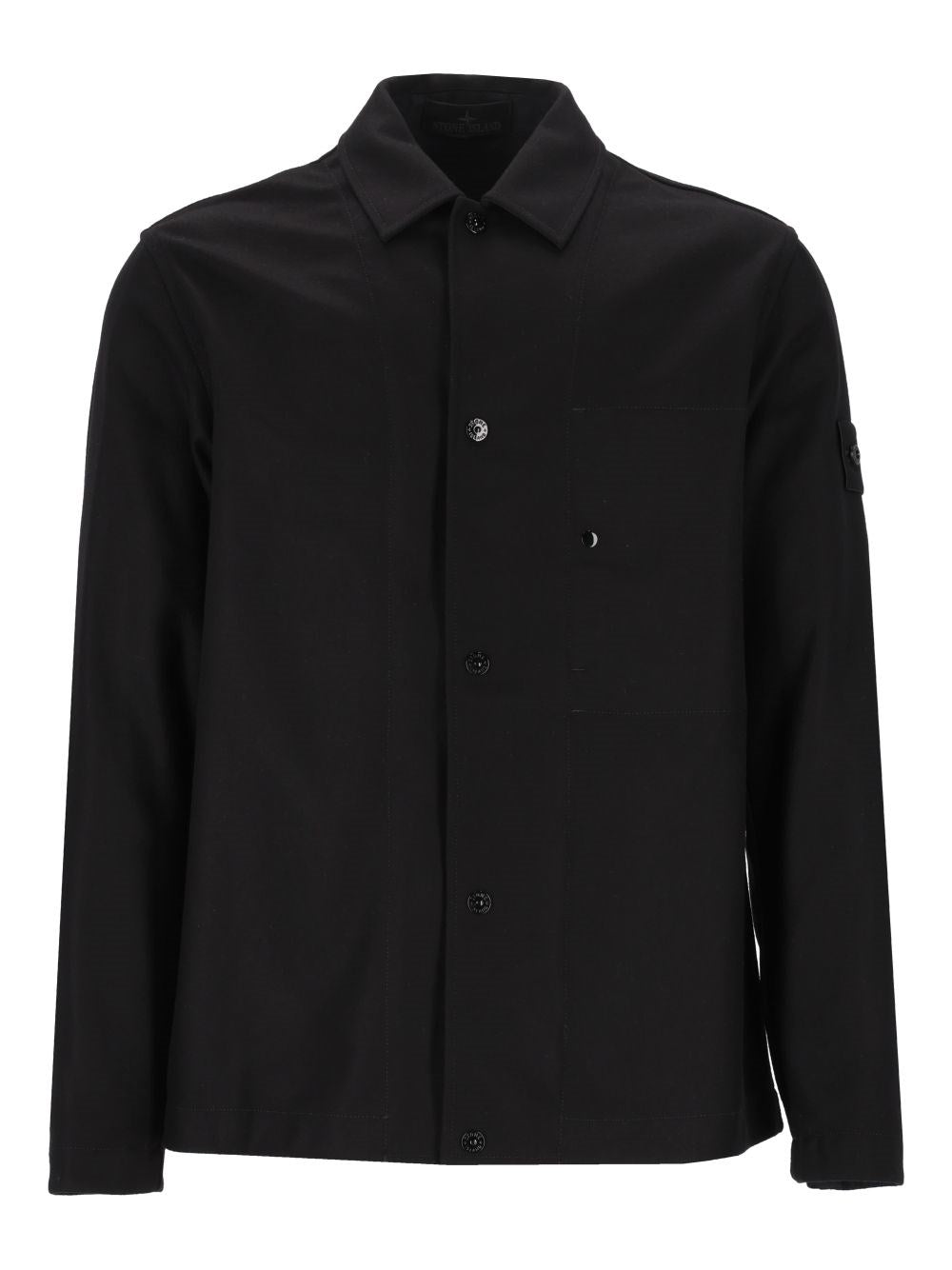Stone Island Button-Up Overshirt - Black