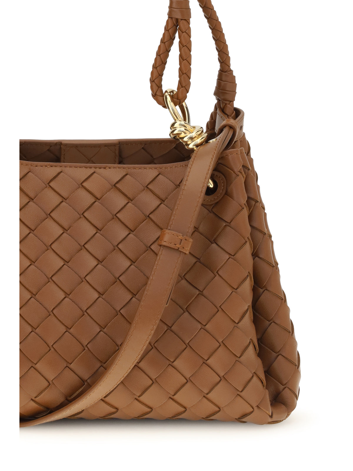 Bottega Veneta Intrecciato Shoulder Bag - Tannin-Muse Brass