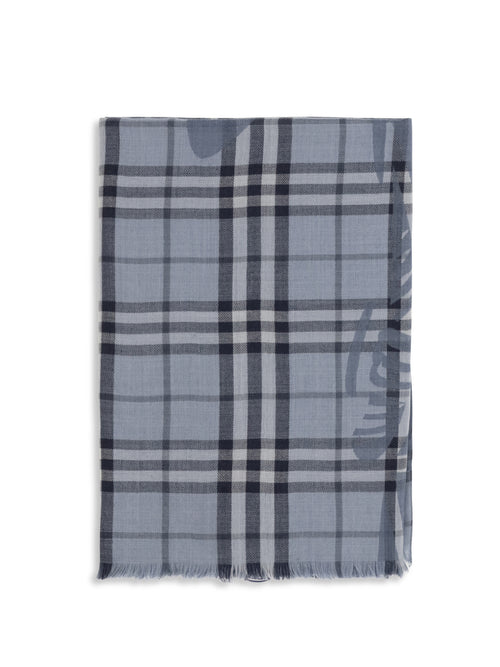 Burberry Knight Check wool and silk Scarf - Bank Blue