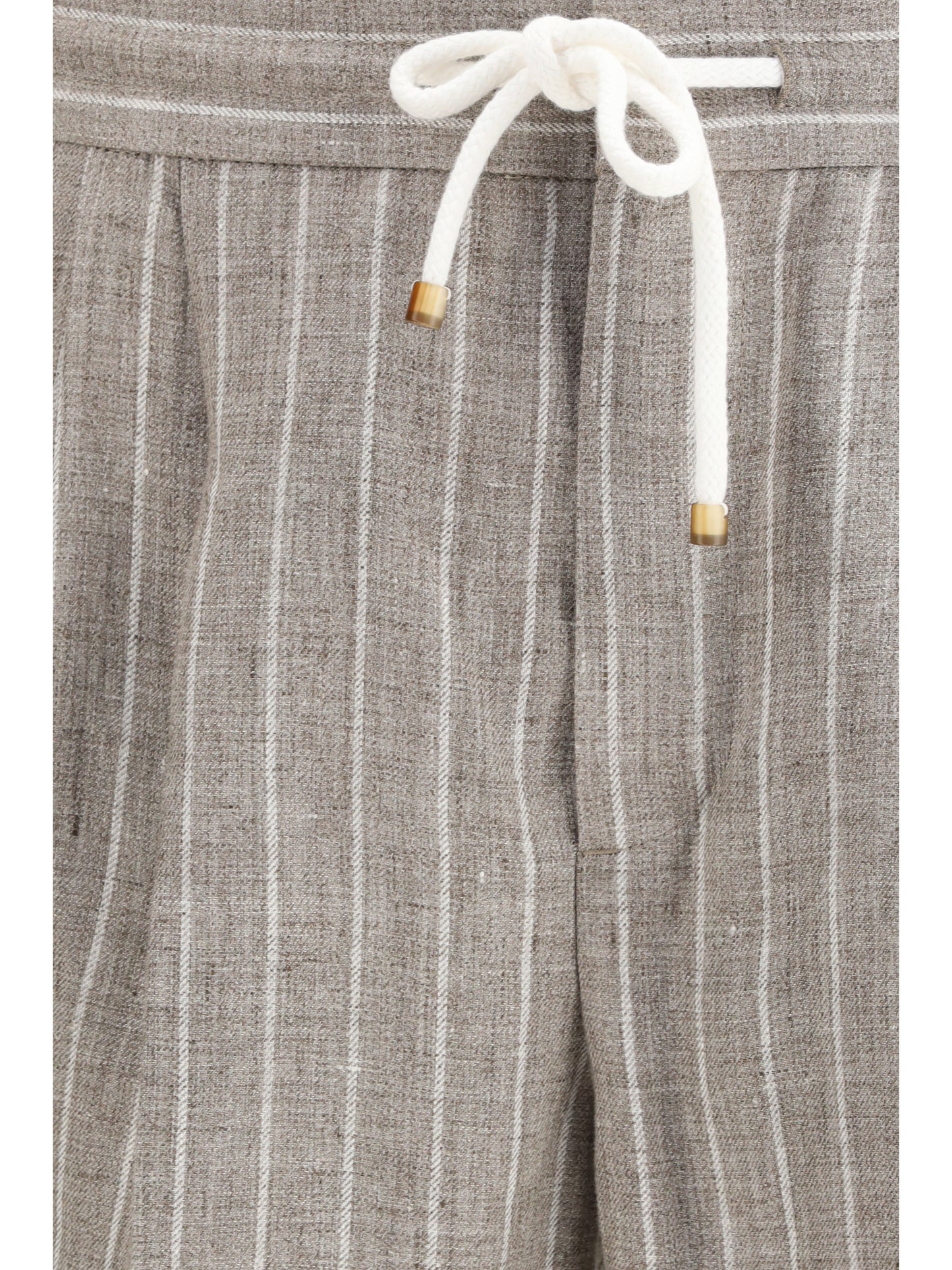 BRUNELLO CUCINELLI Linen pinstriped twill Pants
