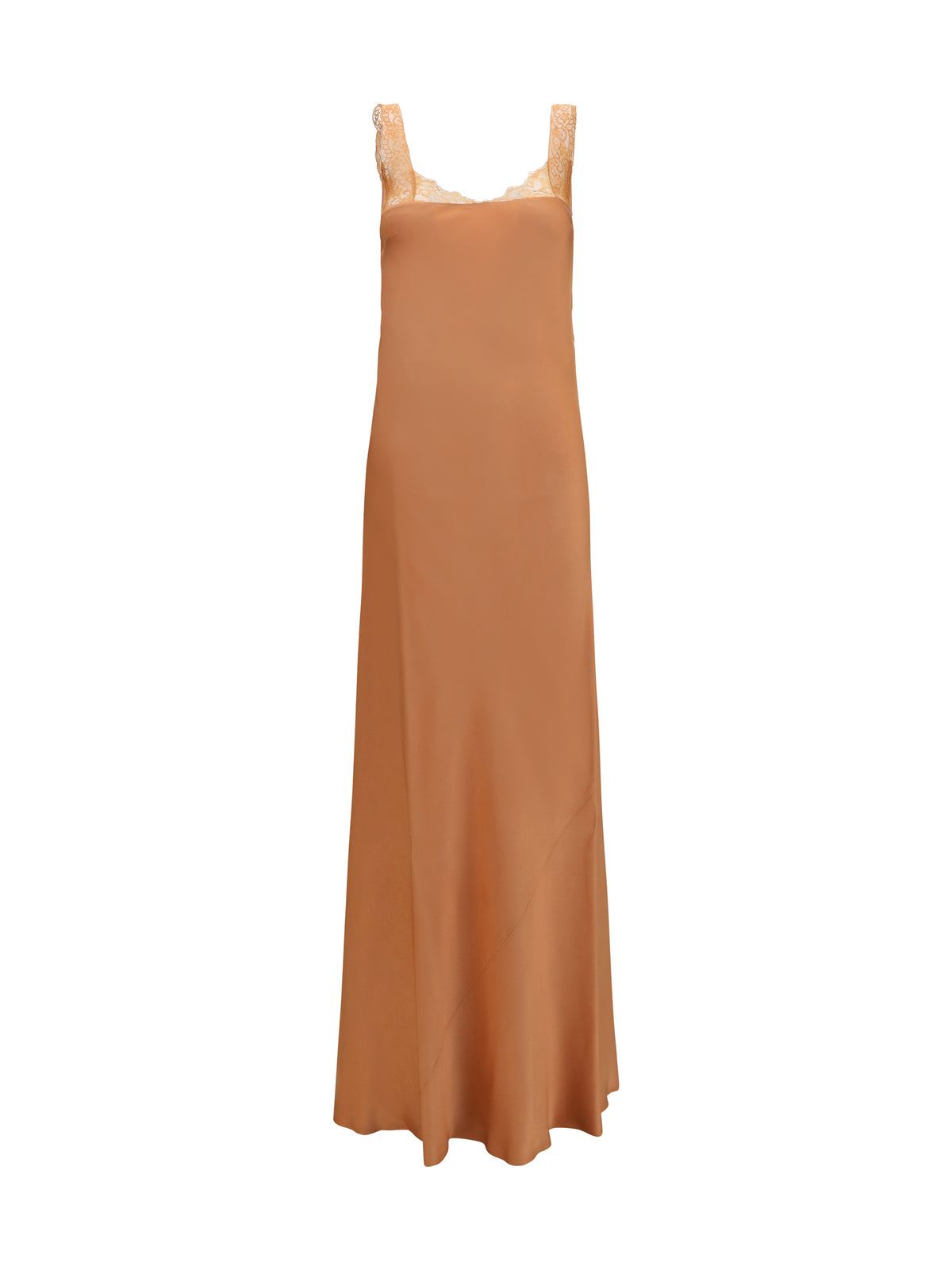 Forte_forte satin maxi Dress with lace trims - The
