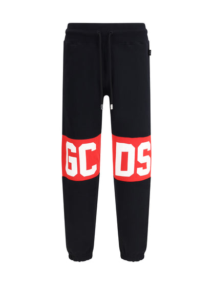 GCDS Brushed Cotton Sweatpants - Black/Red