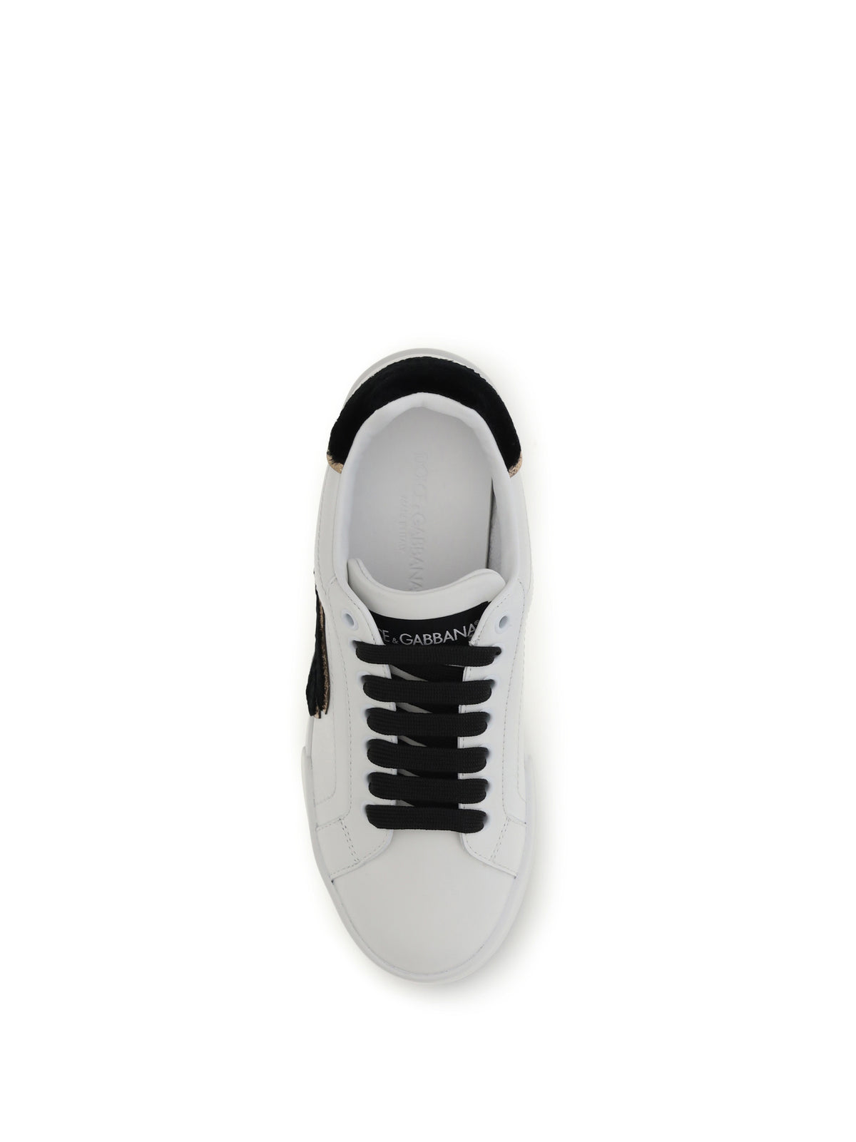 Dolce & Gabbana Leather Sneakers with logo - White/Black