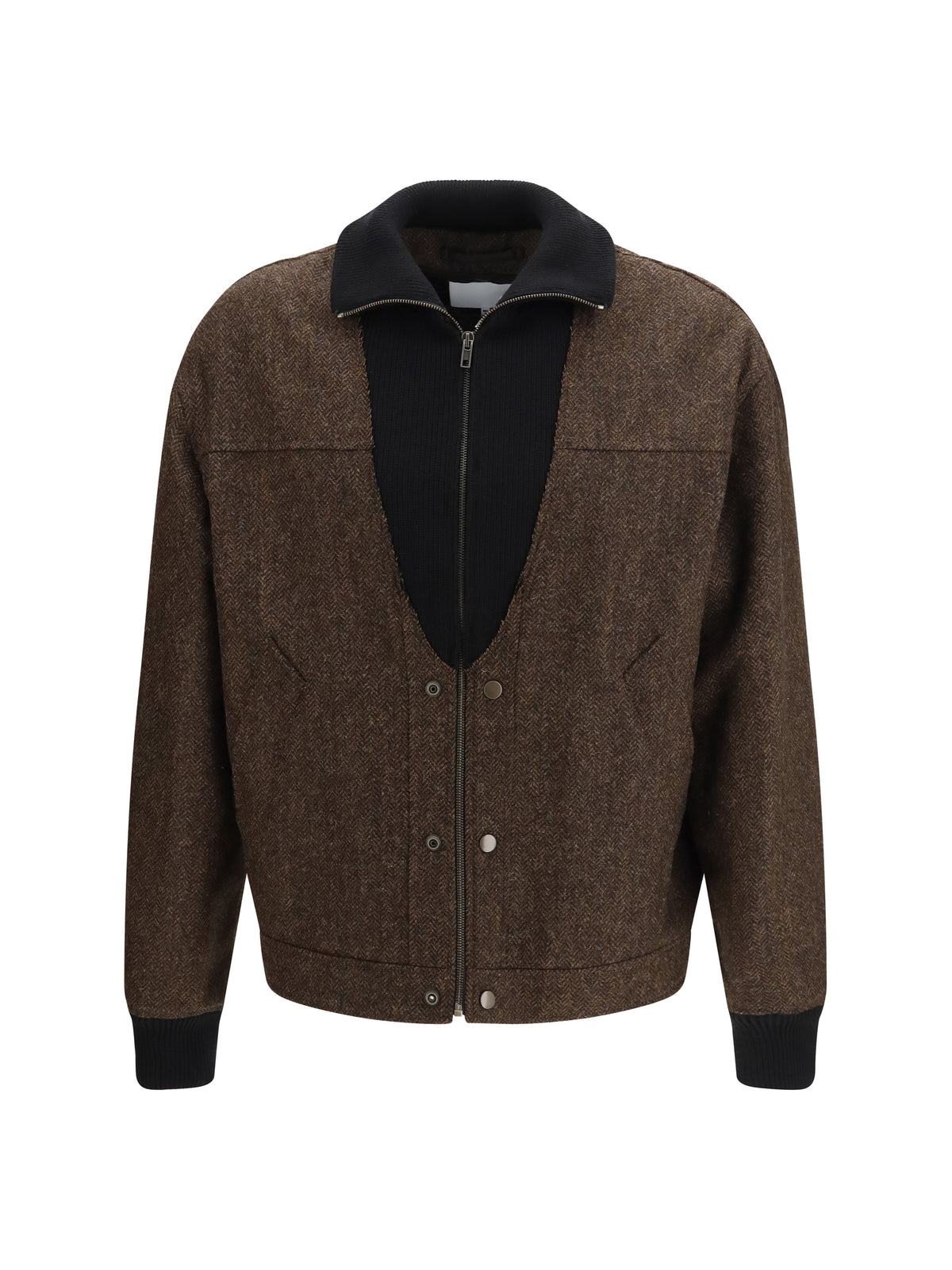 Maison Margiela Wool zip Jacket with high collar - Dark Brown