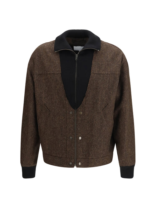 Maison Margiela Wool zip Jacket with high collar - Dark Brown