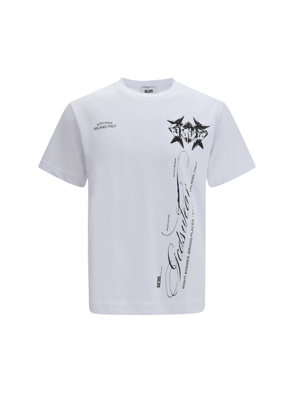 GCDS History print cotton T-shirt - Optic White/Black