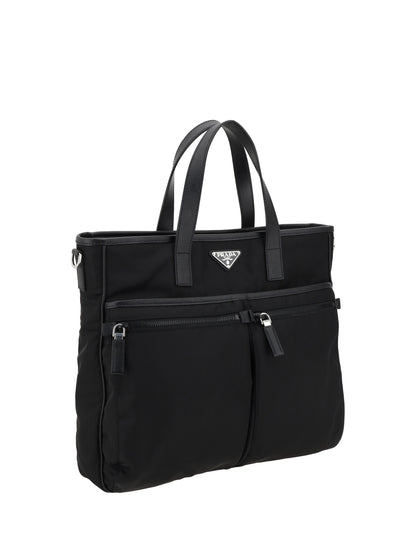 Prada Logoed Tote Bag - Black