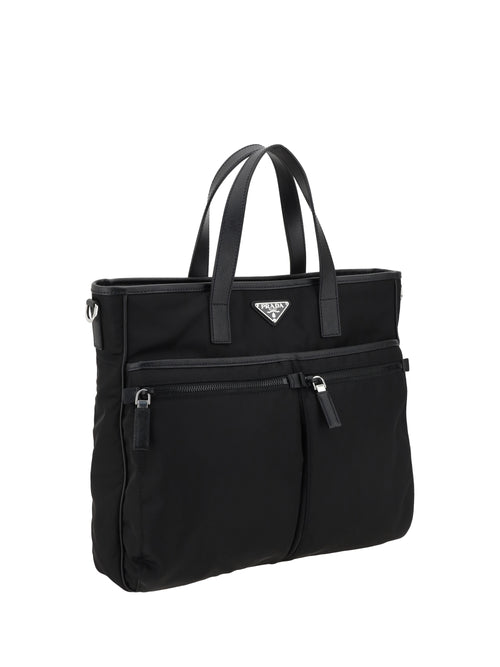 Prada Logoed Tote Bag - Black