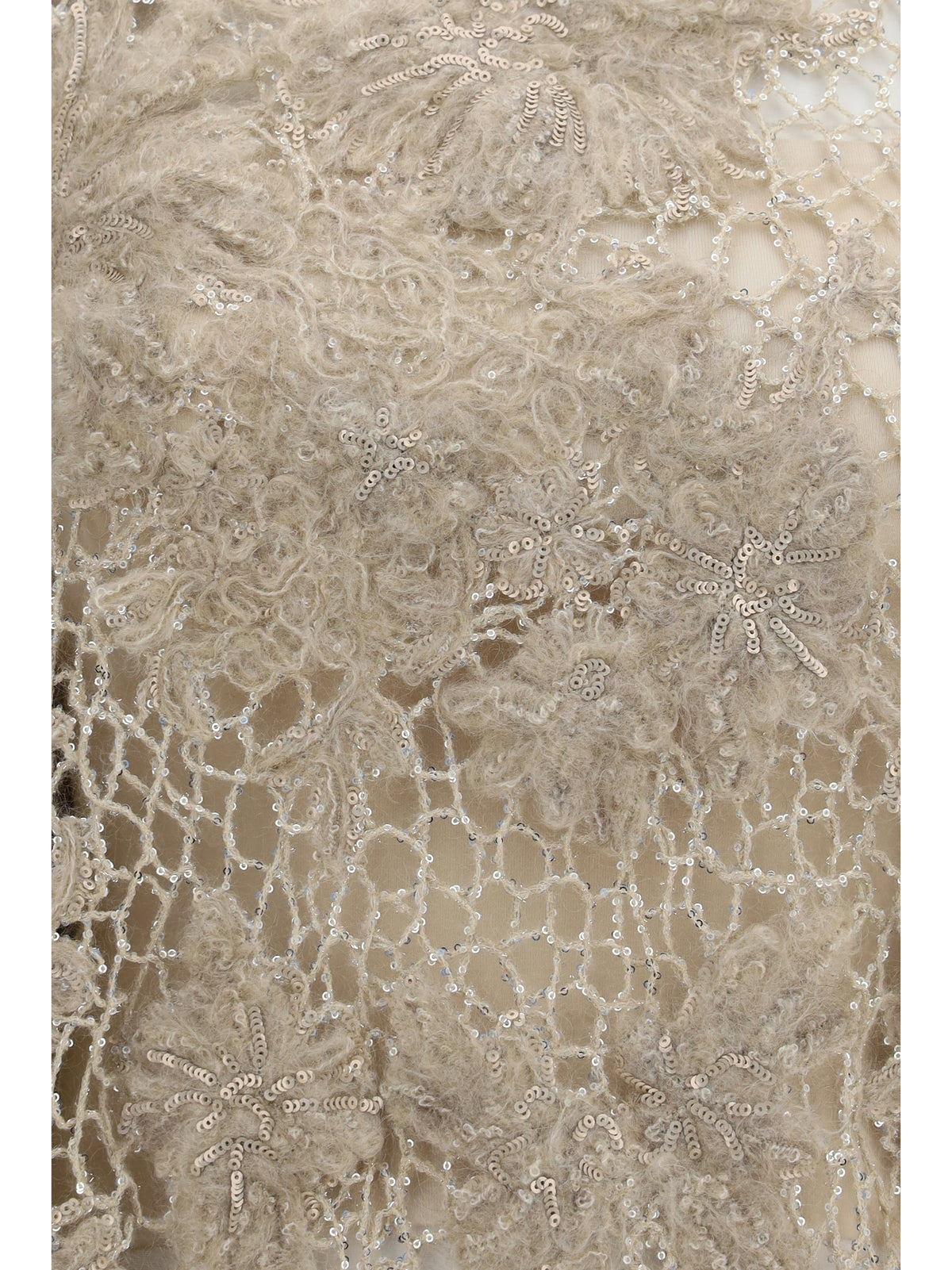 Brunello Cucinelli Whispering Bloom Embroidery Sparkling mohair and wool Sweatshirt - Beige