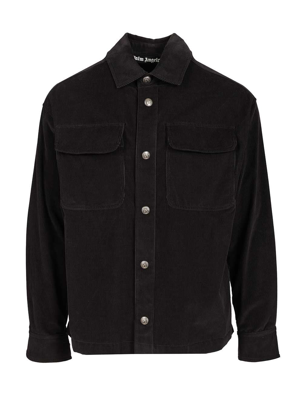 Palm Angels Ribbed Shirt Jacket - Grey