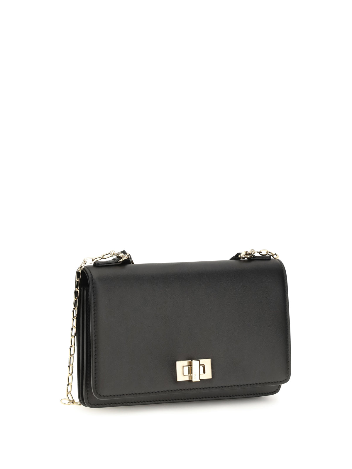 Fendi Peekaboo leather Chain Wallet - Black