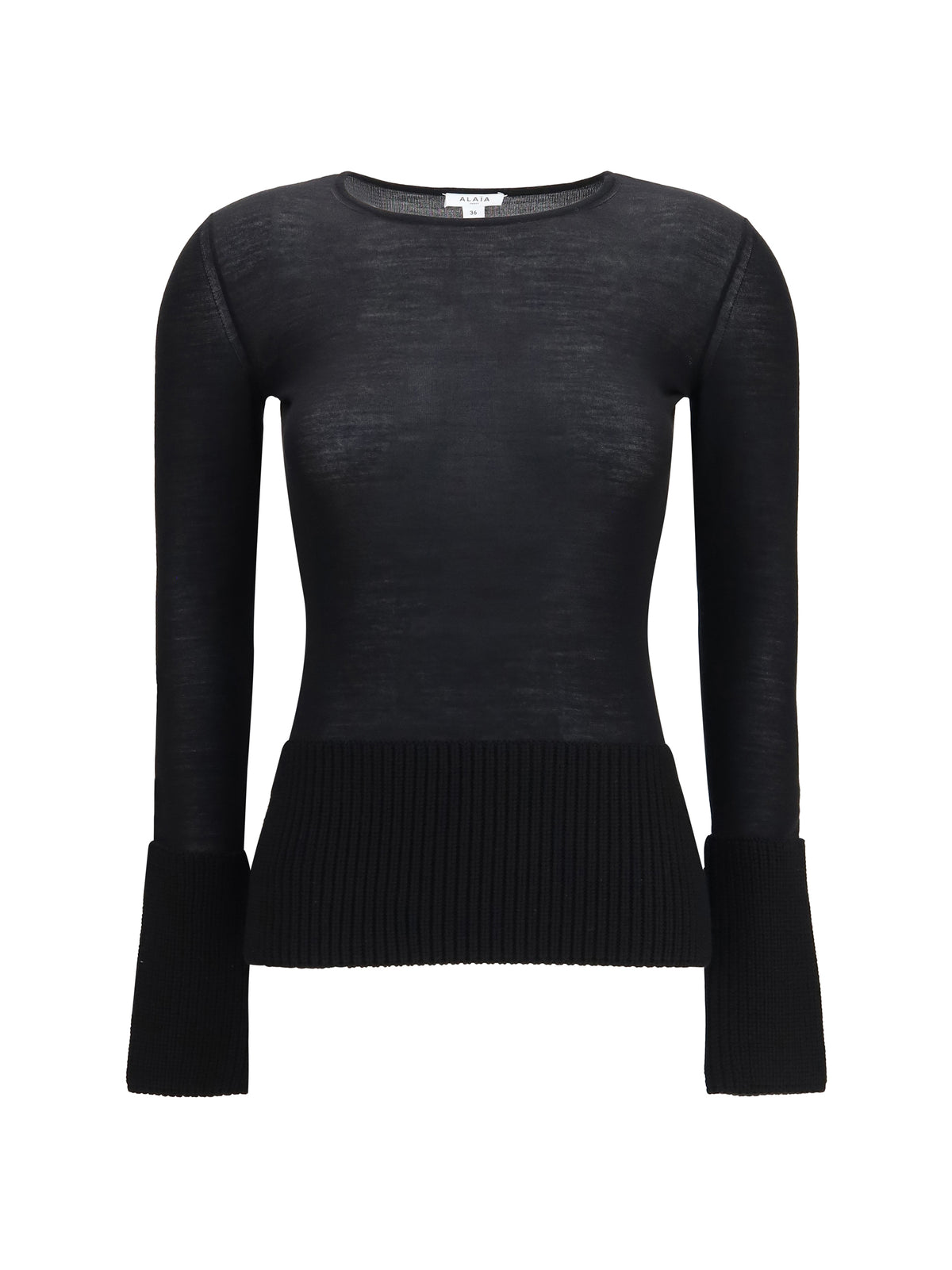 AlaïA Merino wool crewneck Top - Noir Alaia