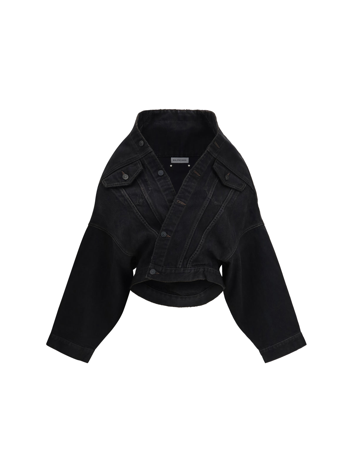 Balenciaga Wrap organic Japanese denim Jacket - Lt Vint Blck W Eff