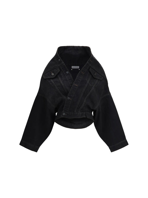 Balenciaga Wrap organic Japanese denim Jacket - Lt Vint Blck W Eff