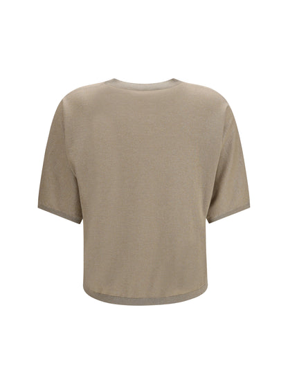 Brunello Cucinelli Short-sleeve cashmere and silk Sweater - Brown