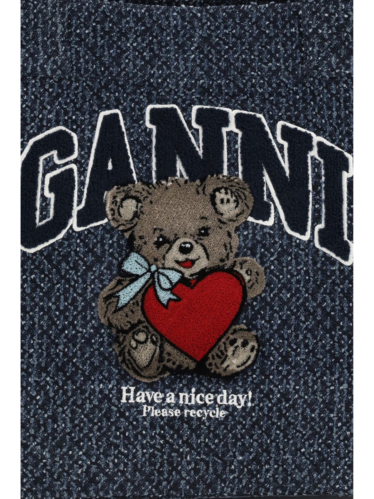 Ganni Medium denim Tote Bag with bear - Rinse