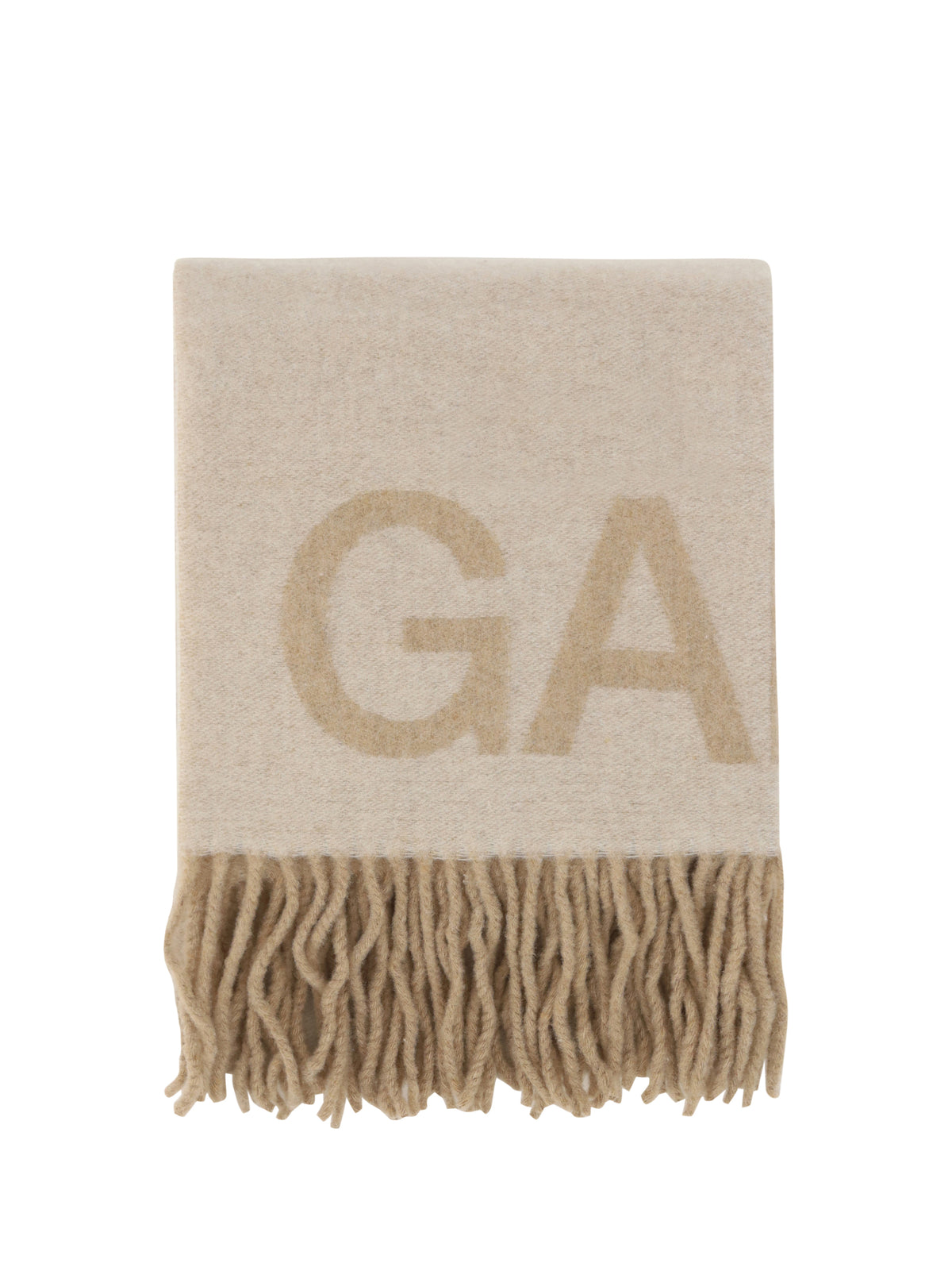 Ganni Fringed wool Scarf - Egret