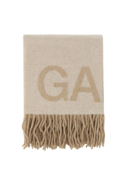 Ganni Fringed wool Scarf - Egret