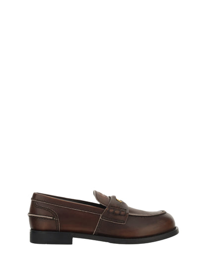 Miu Miu Leather Loafers - Ebony