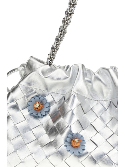 BOTTEGA VENETA Dustbag Clutch Bag with floral appliqués