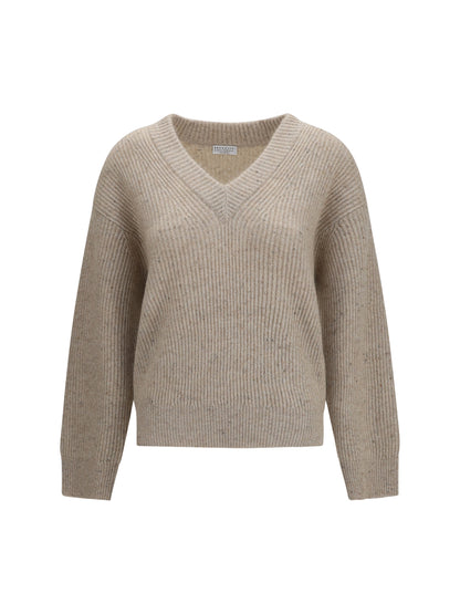 Brunello Cucinelli Cashmere and mohair V-neck Sweater - Seashell