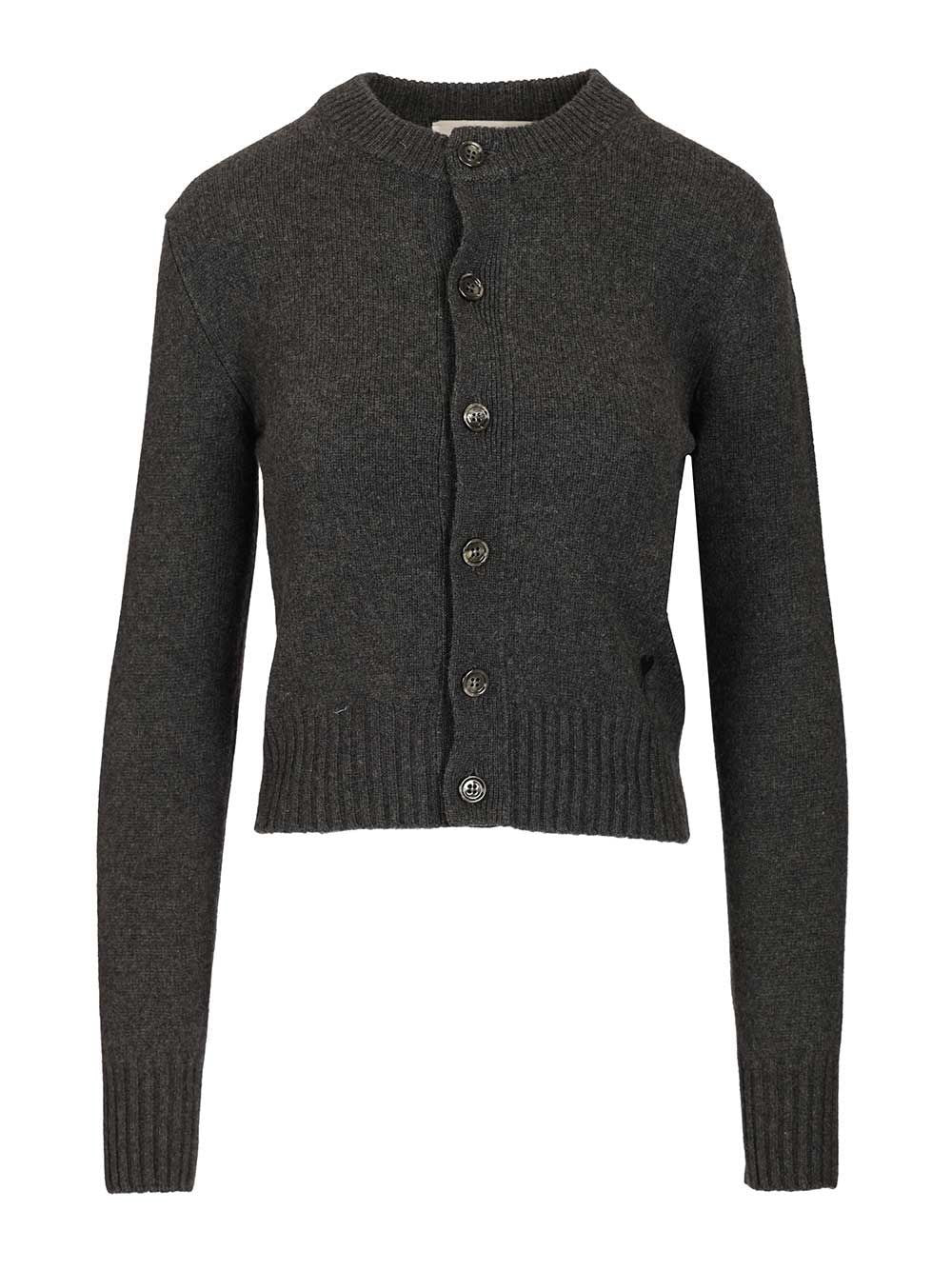 Ami Wool And Cashmere Cardigan - Black