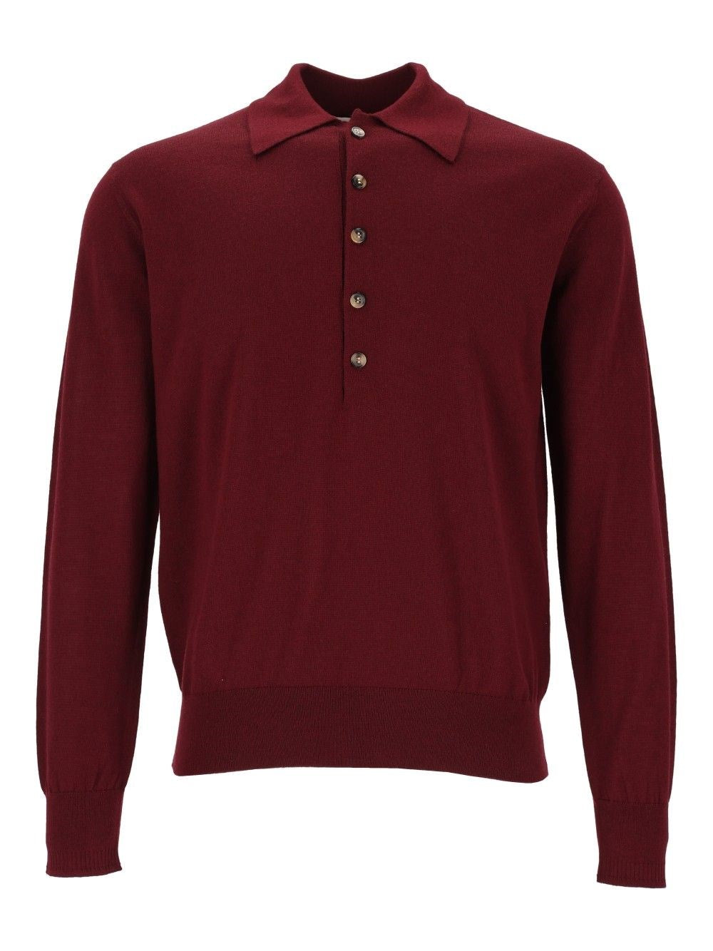 Dries Van Noten Muano Polo Shirt In Wool - Bordeaux